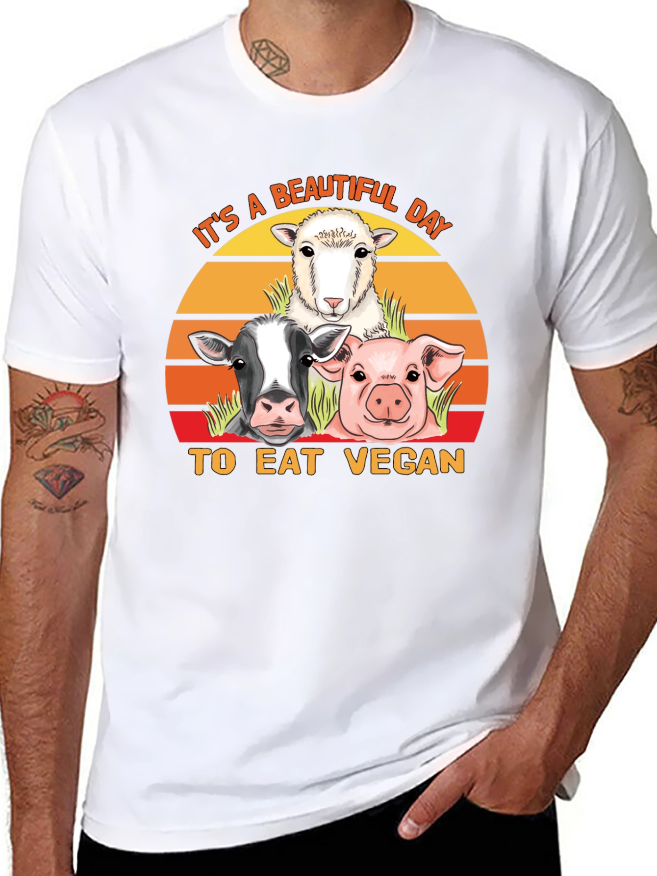 Eat Vegan T-Shirt - Farm Animal Graphic Tee