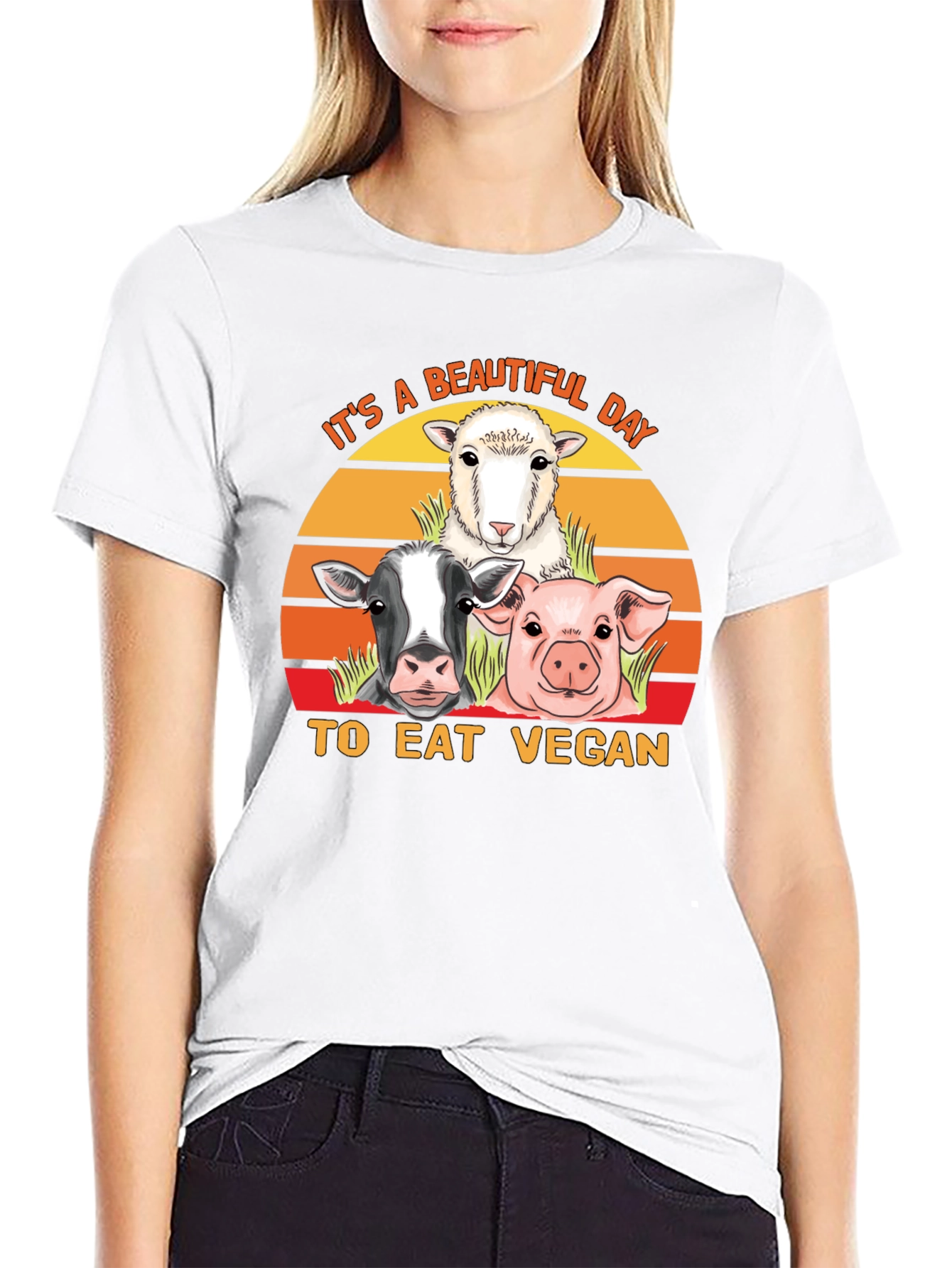 Eat Vegan T-Shirt - Farm Animal Graphic Tee