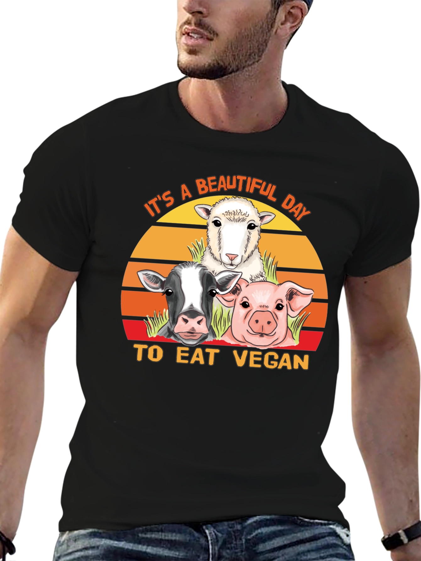 Eat Vegan T-Shirt - Farm Animal Graphic Tee