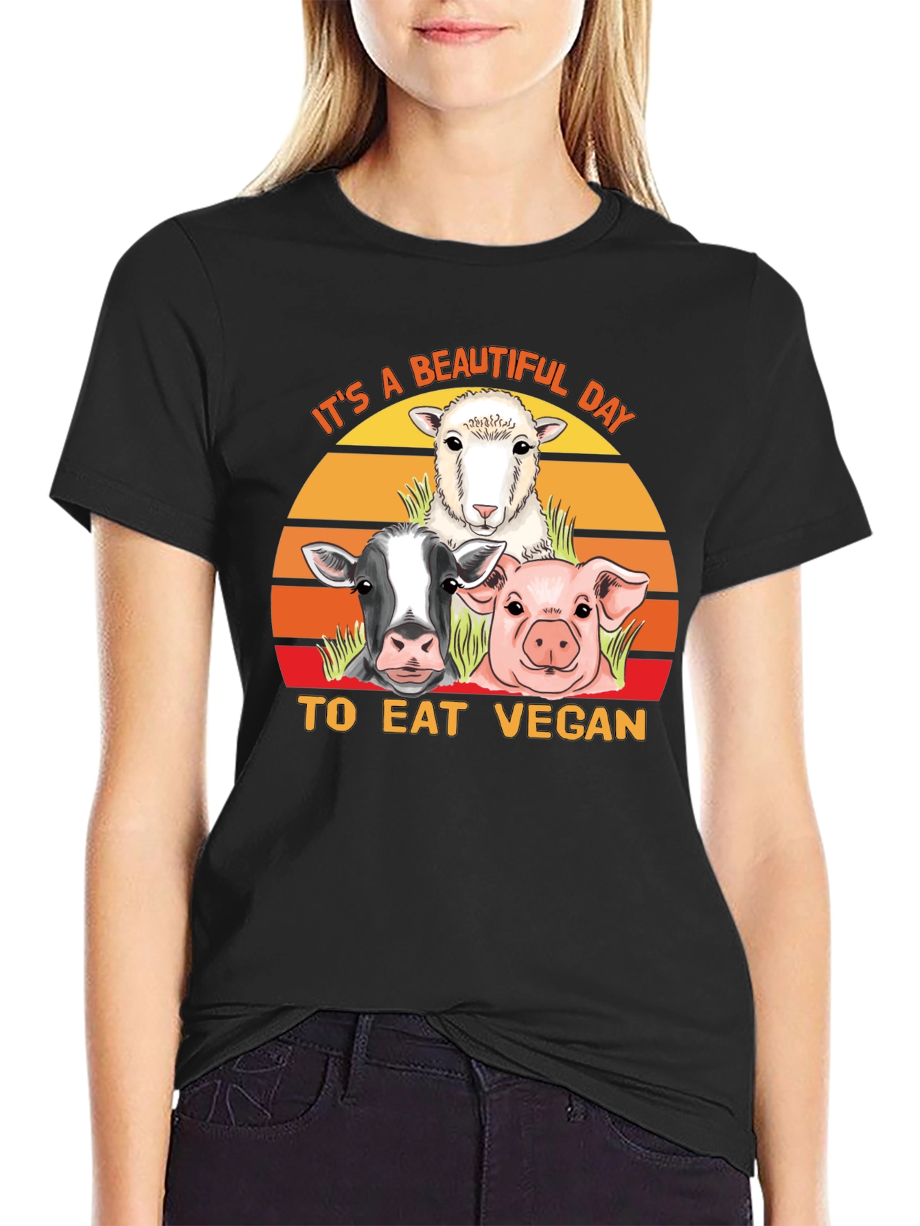 Eat Vegan T-Shirt - Farm Animal Graphic Tee