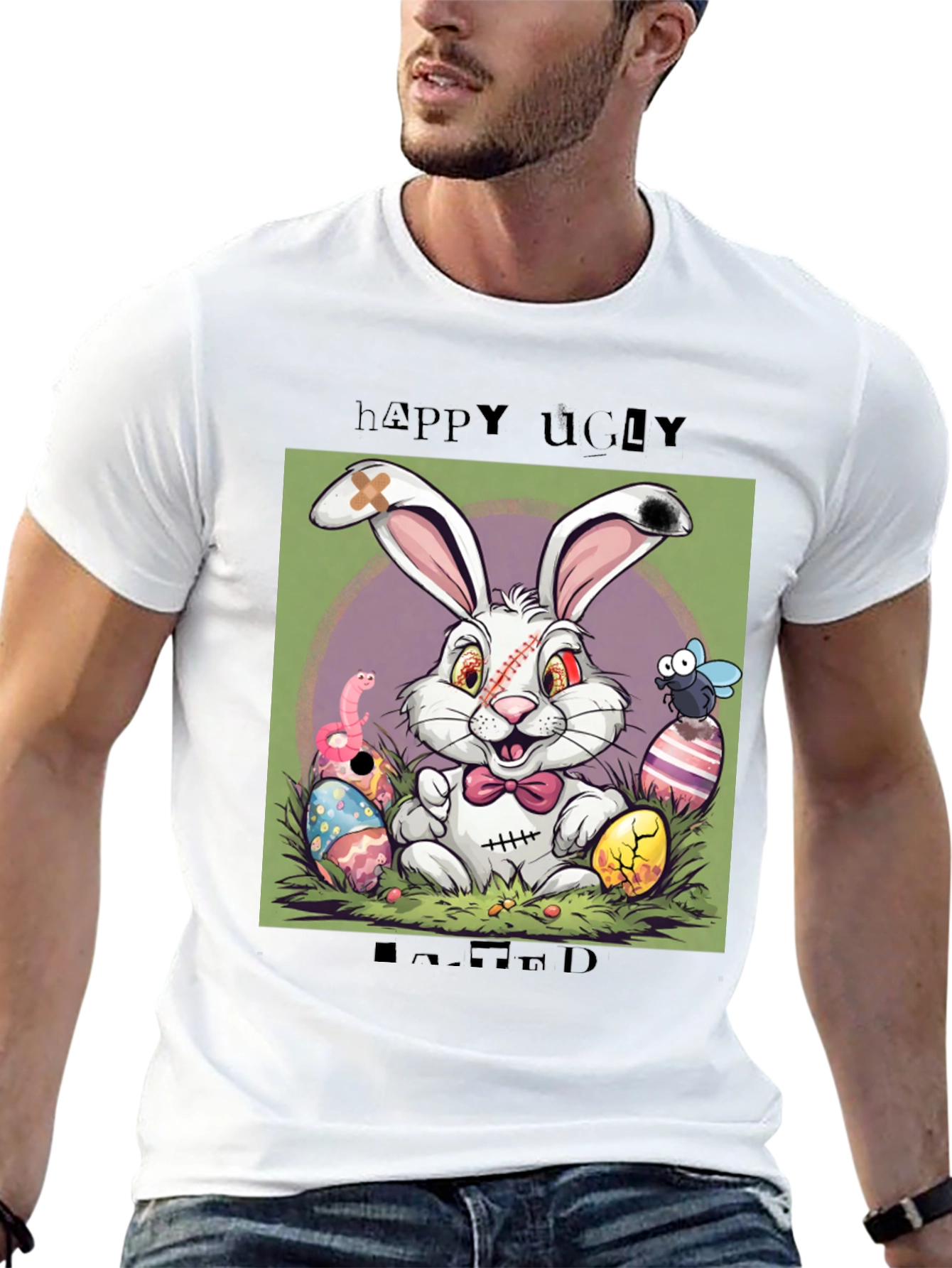 Happy Ugly Easter T-Shirt Funny Zombie Bunny Tee
