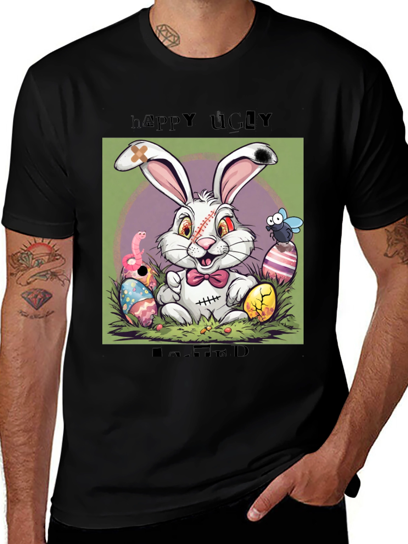 Happy Ugly Easter T-Shirt Funny Zombie Bunny Tee
