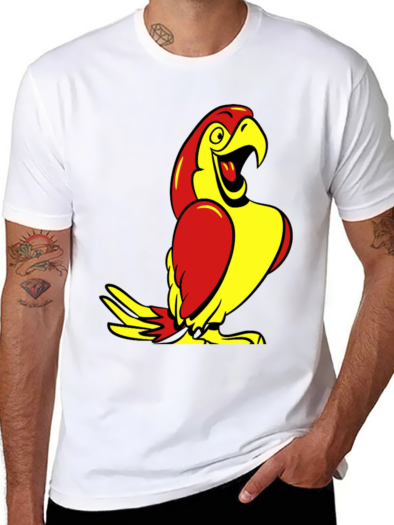 Parrot Graphic Tee - Black Cotton T-Shirt