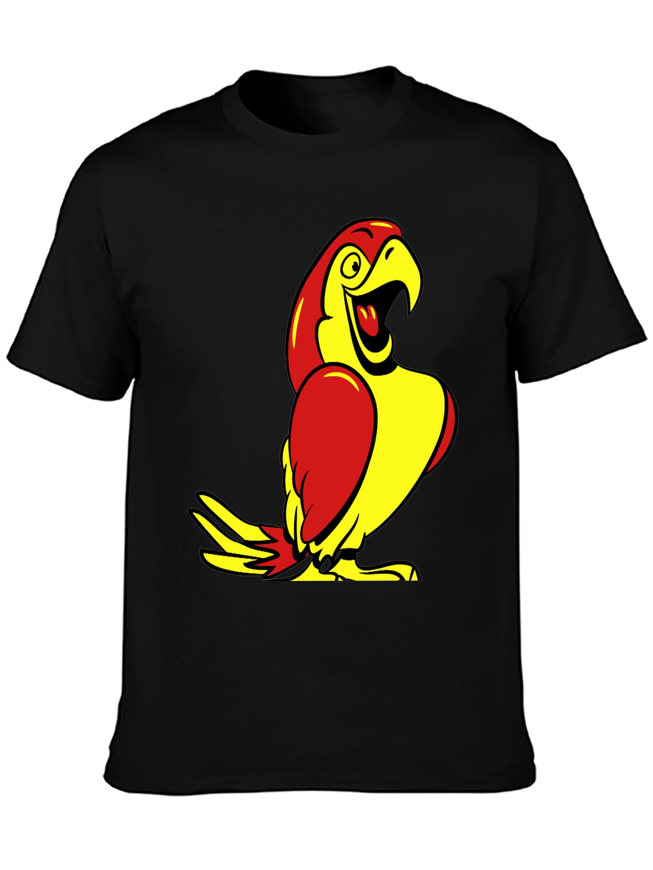 Parrot Graphic Tee - Black Cotton T-Shirt