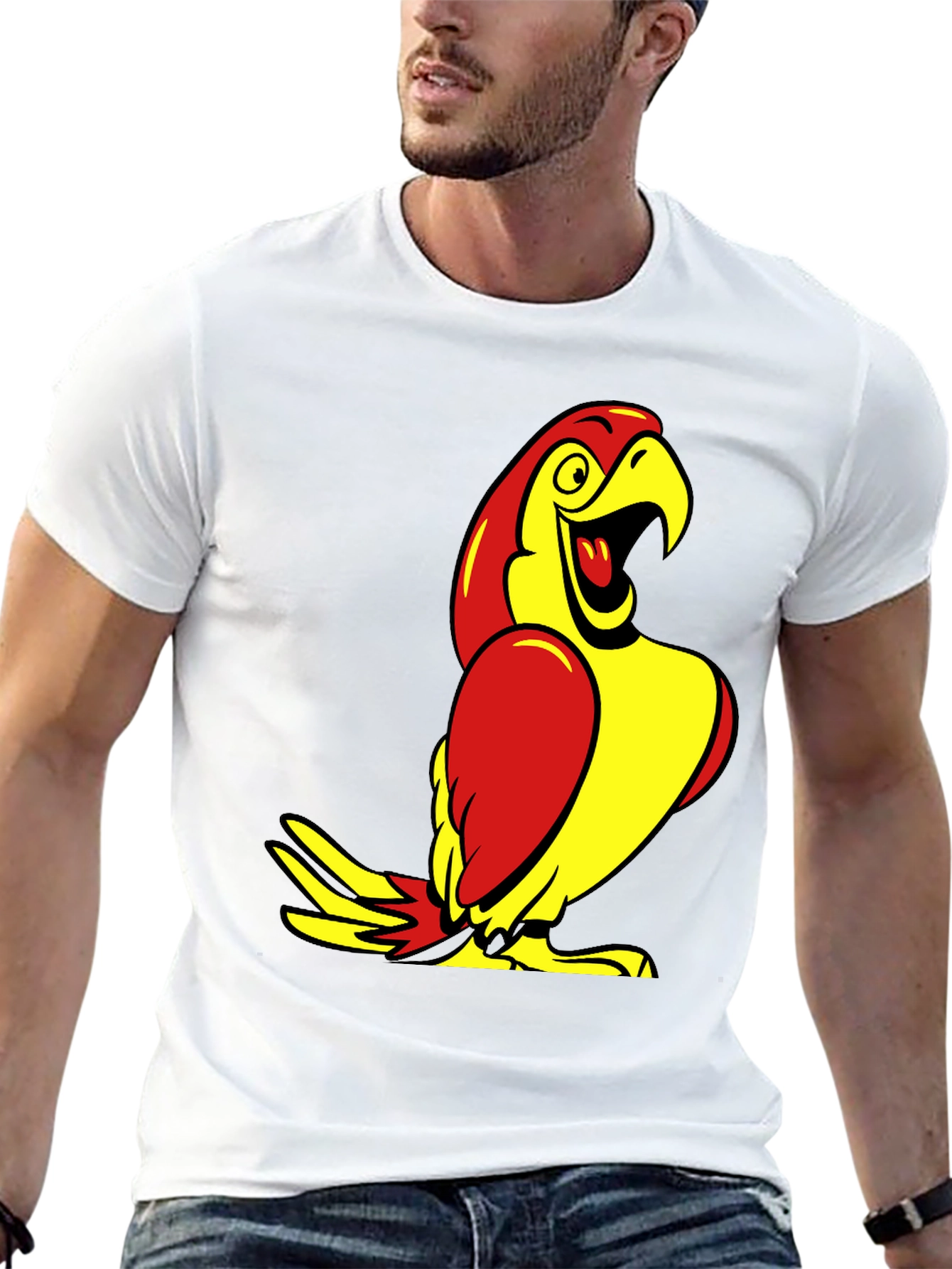 Parrot Graphic Tee - Black Cotton T-Shirt