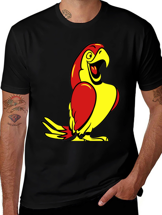 Parrot Graphic Tee - Black Cotton T-Shirt