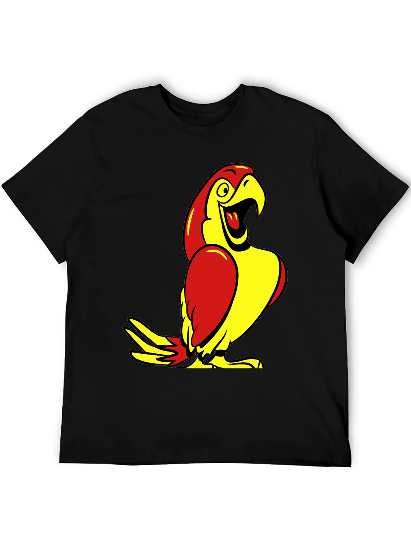 Parrot Graphic Tee - Black Cotton T-Shirt