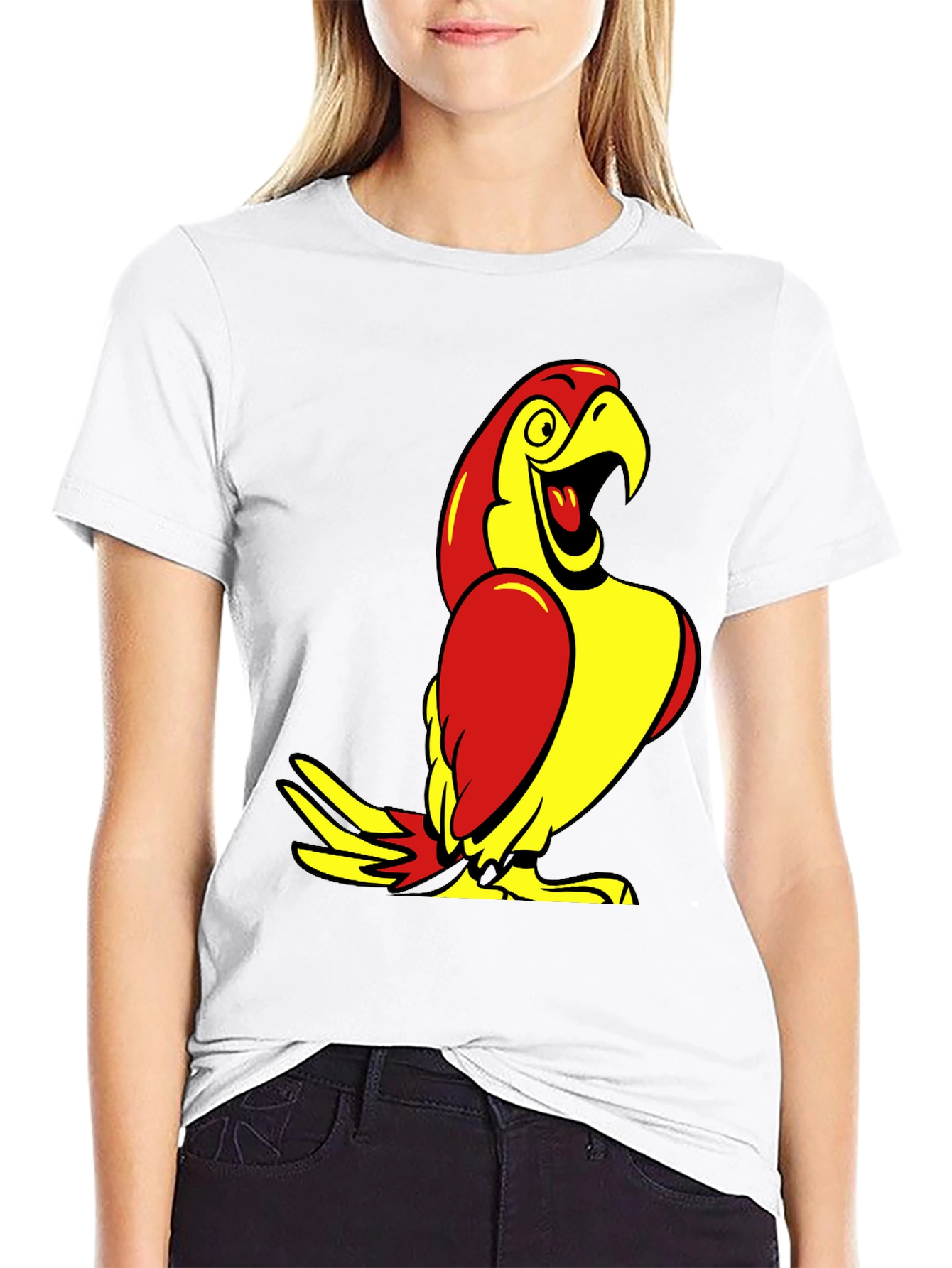 Parrot Graphic Tee - Black Cotton T-Shirt