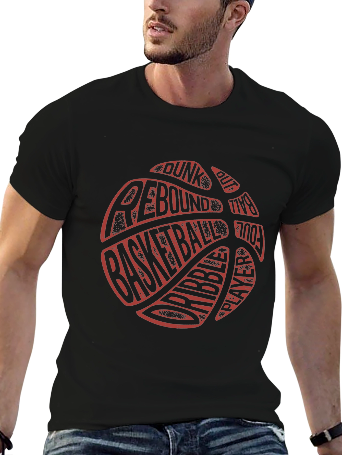 Basketball Word Art Graphic T-Shirt
