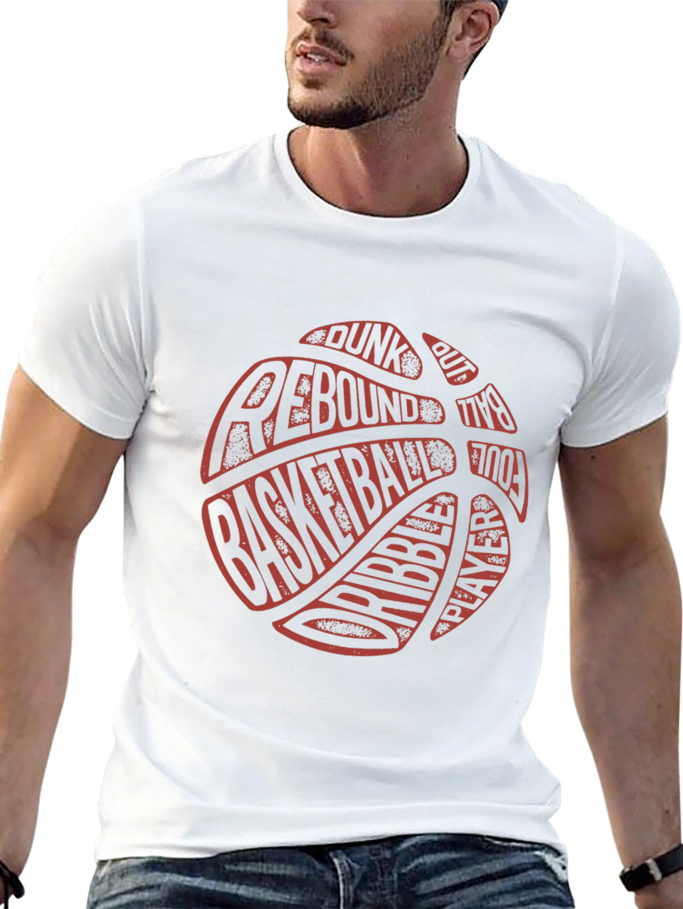 Basketball Word Art Graphic T-Shirt