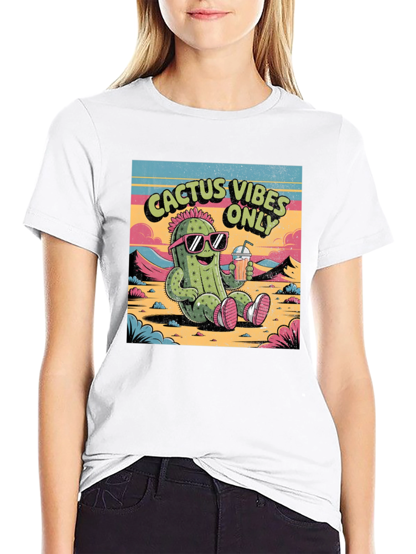 Cactus Vibes Only T-Shirt - Cool Summer Design