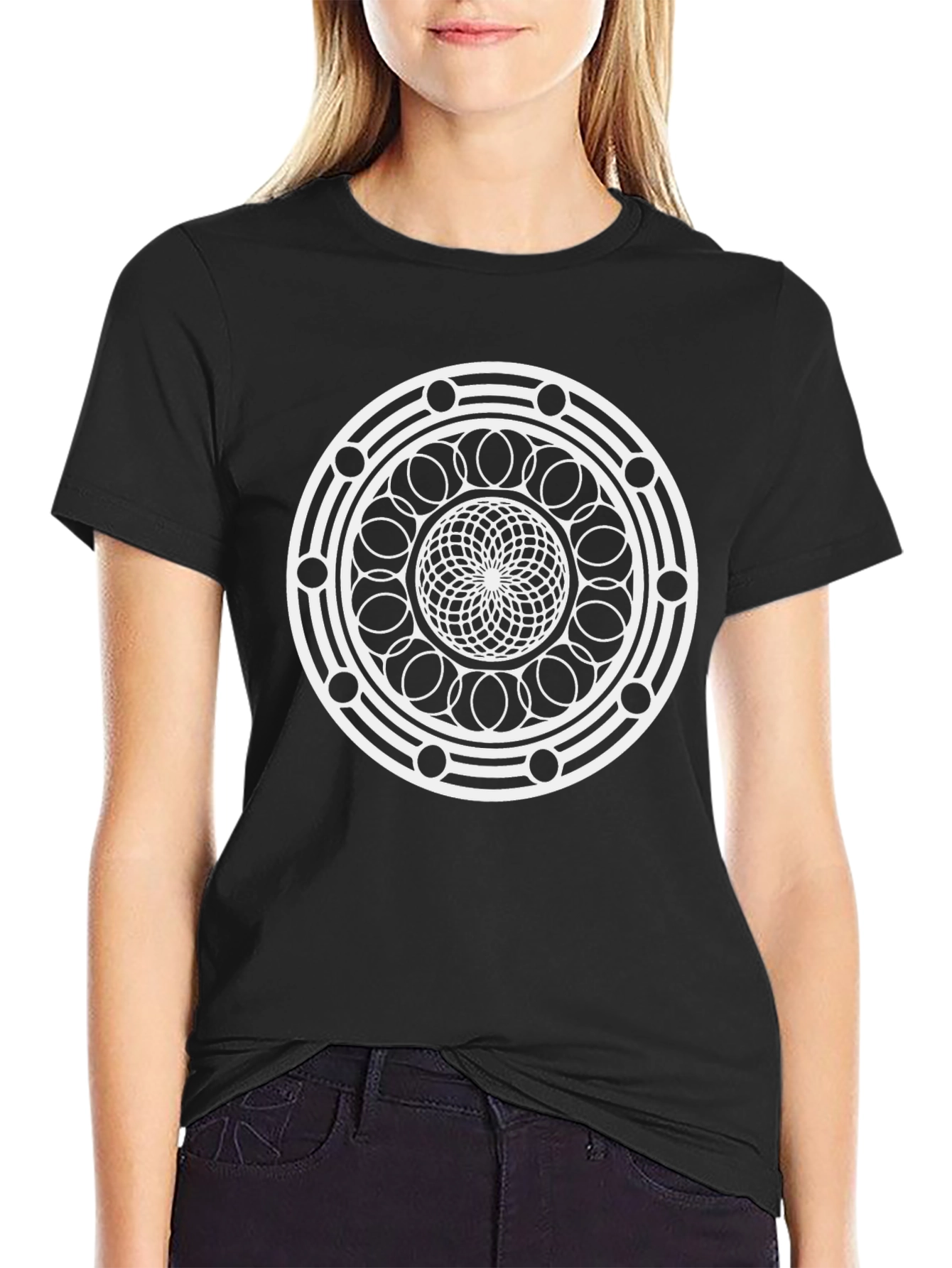 Geometric Pattern Black T-Shirt
