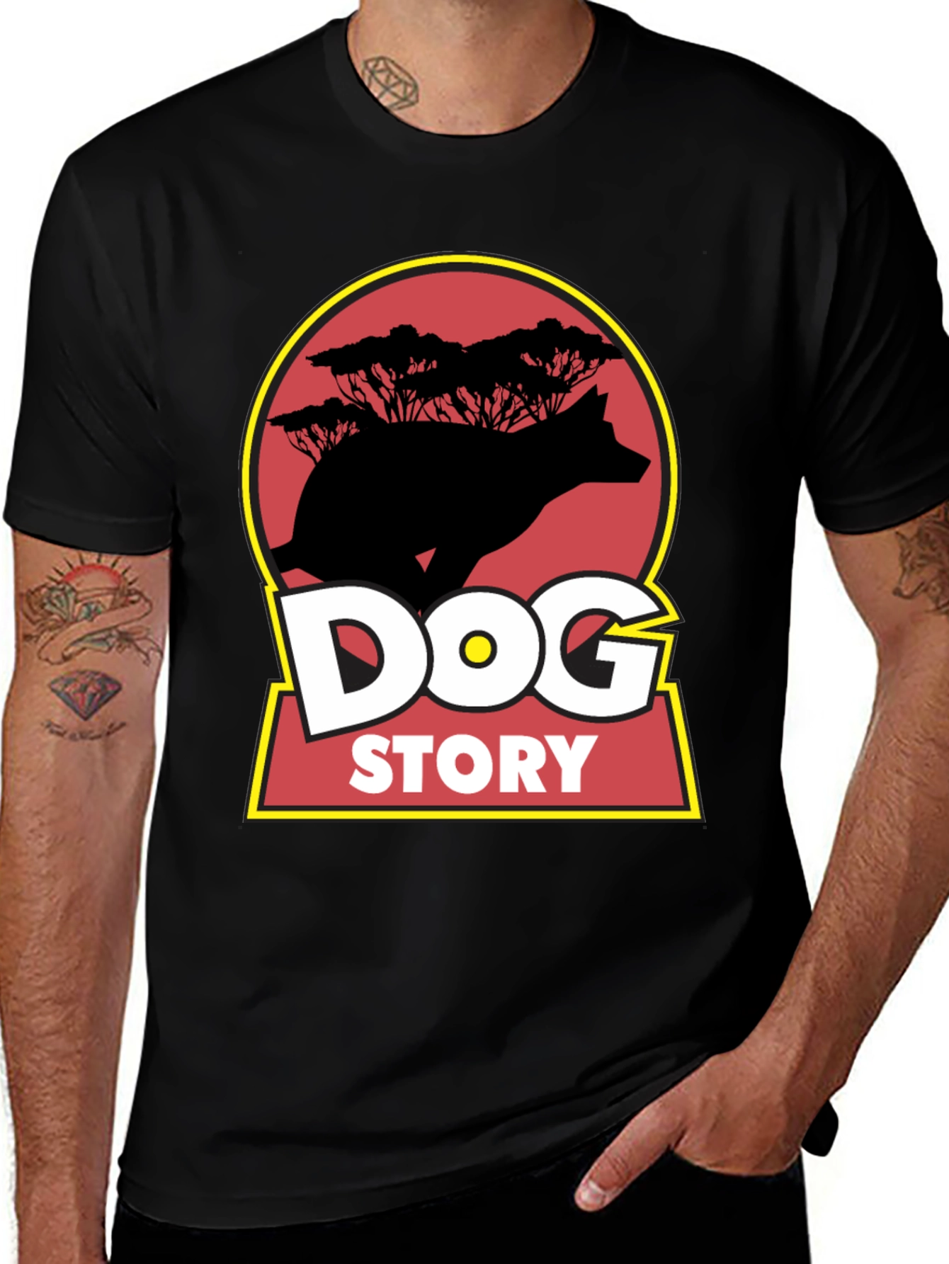 Dog Story Graphic Tee - Black Cotton Blend