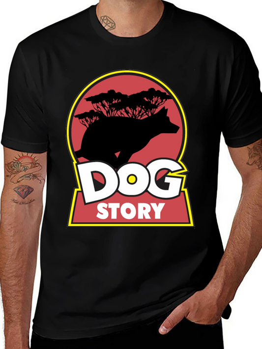 Dog Story Graphic Tee - Black Cotton Blend