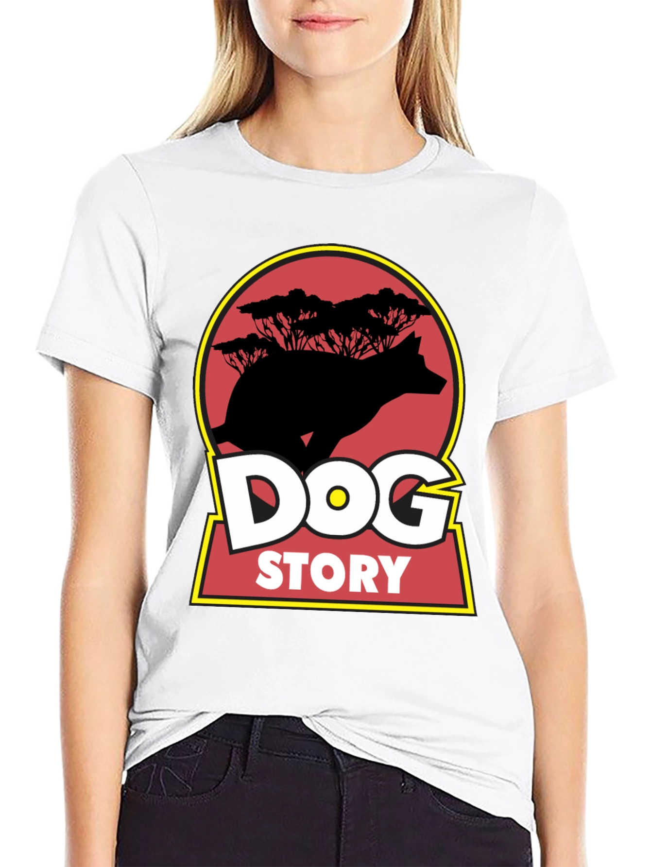 Dog Story Graphic Tee - Black Cotton Blend