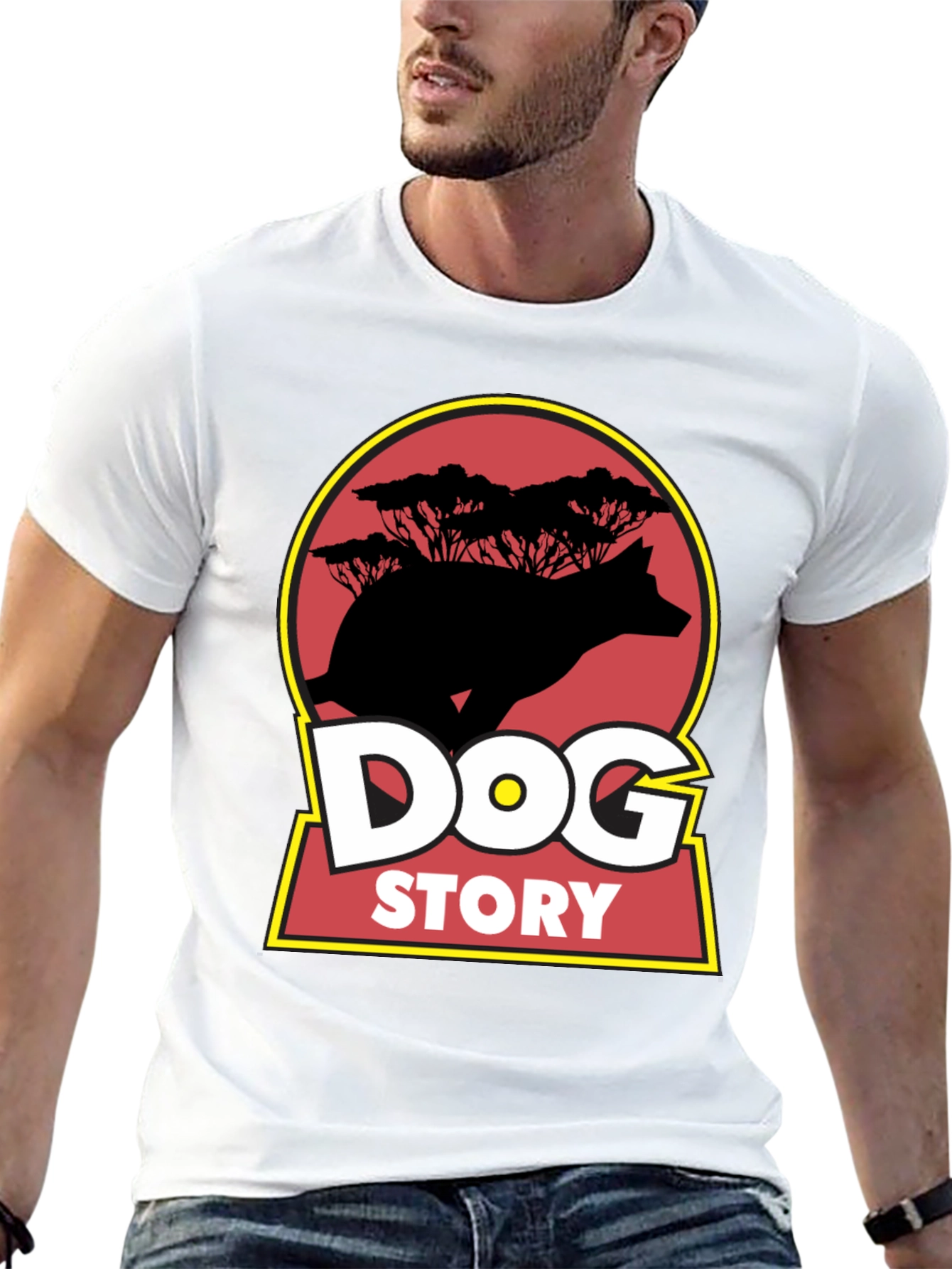 Dog Story Graphic Tee - Black Cotton Blend