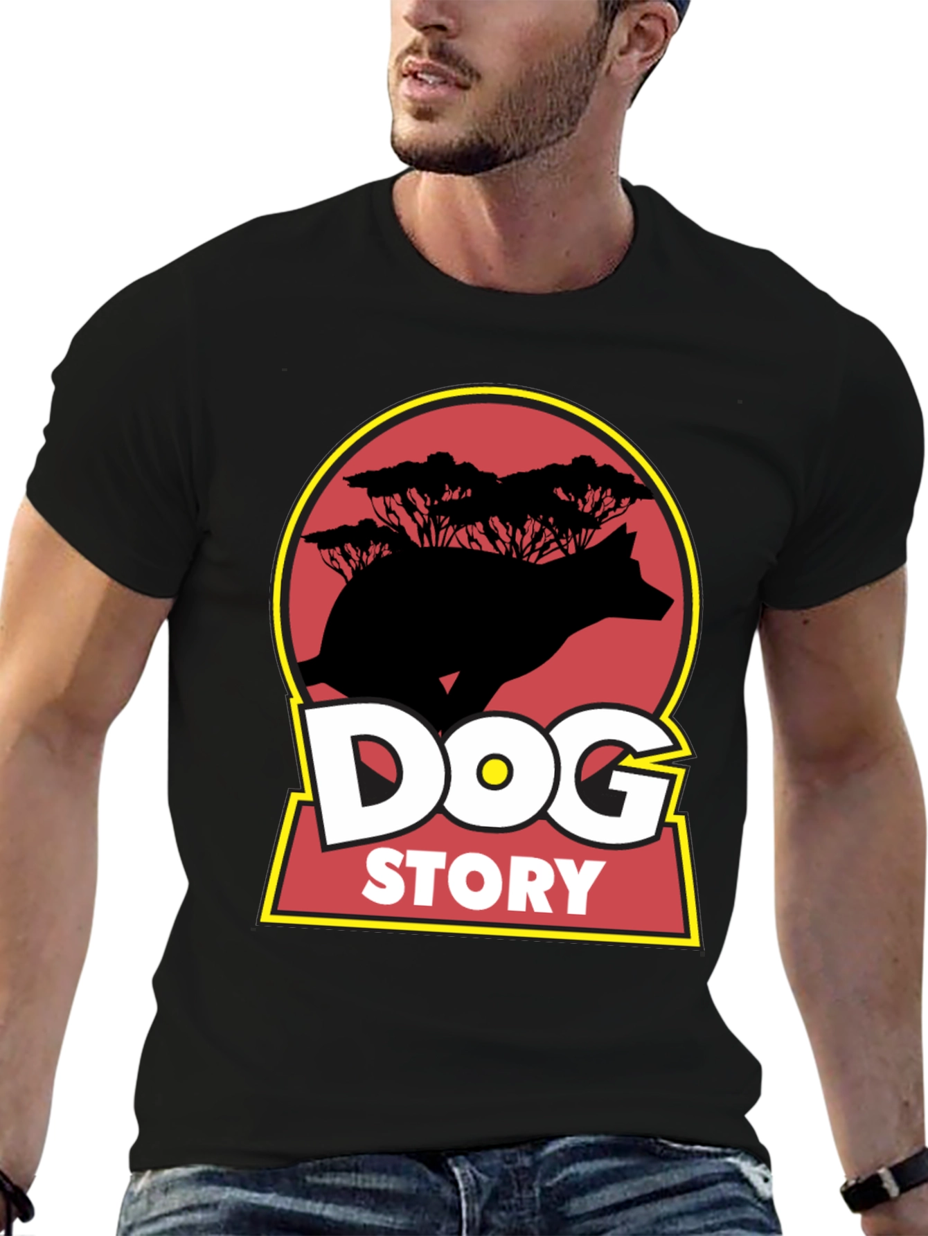 Dog Story Graphic Tee - Black Cotton Blend