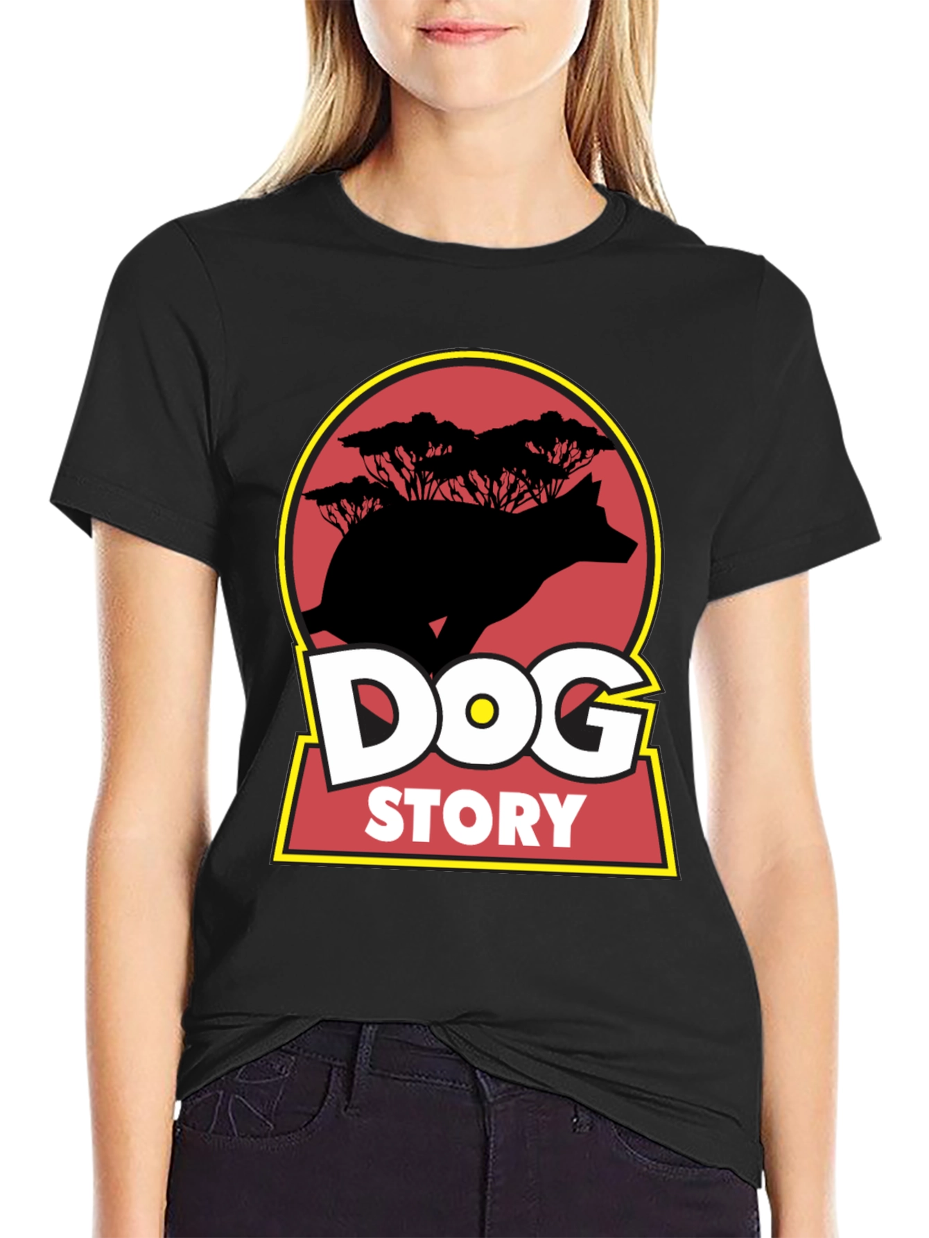 Dog Story Graphic Tee - Black Cotton Blend