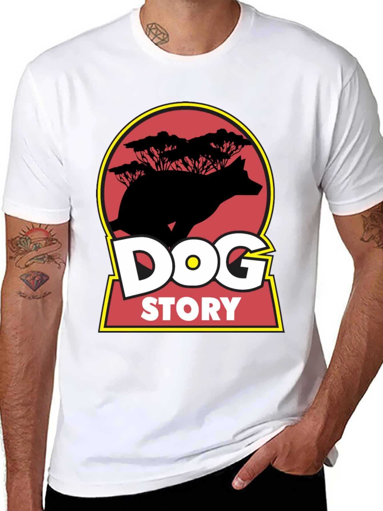 Dog Story Graphic Tee - Black Cotton Blend
