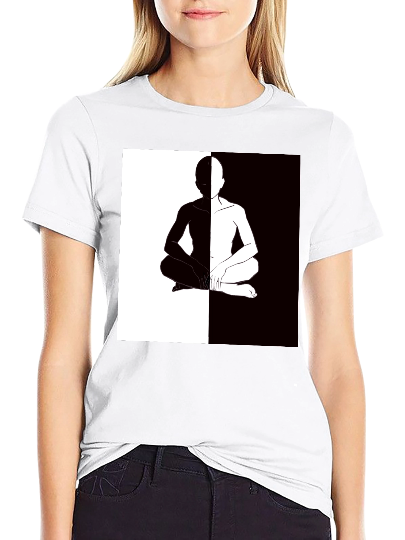 Yin Yang Silhouette Graphic Tee