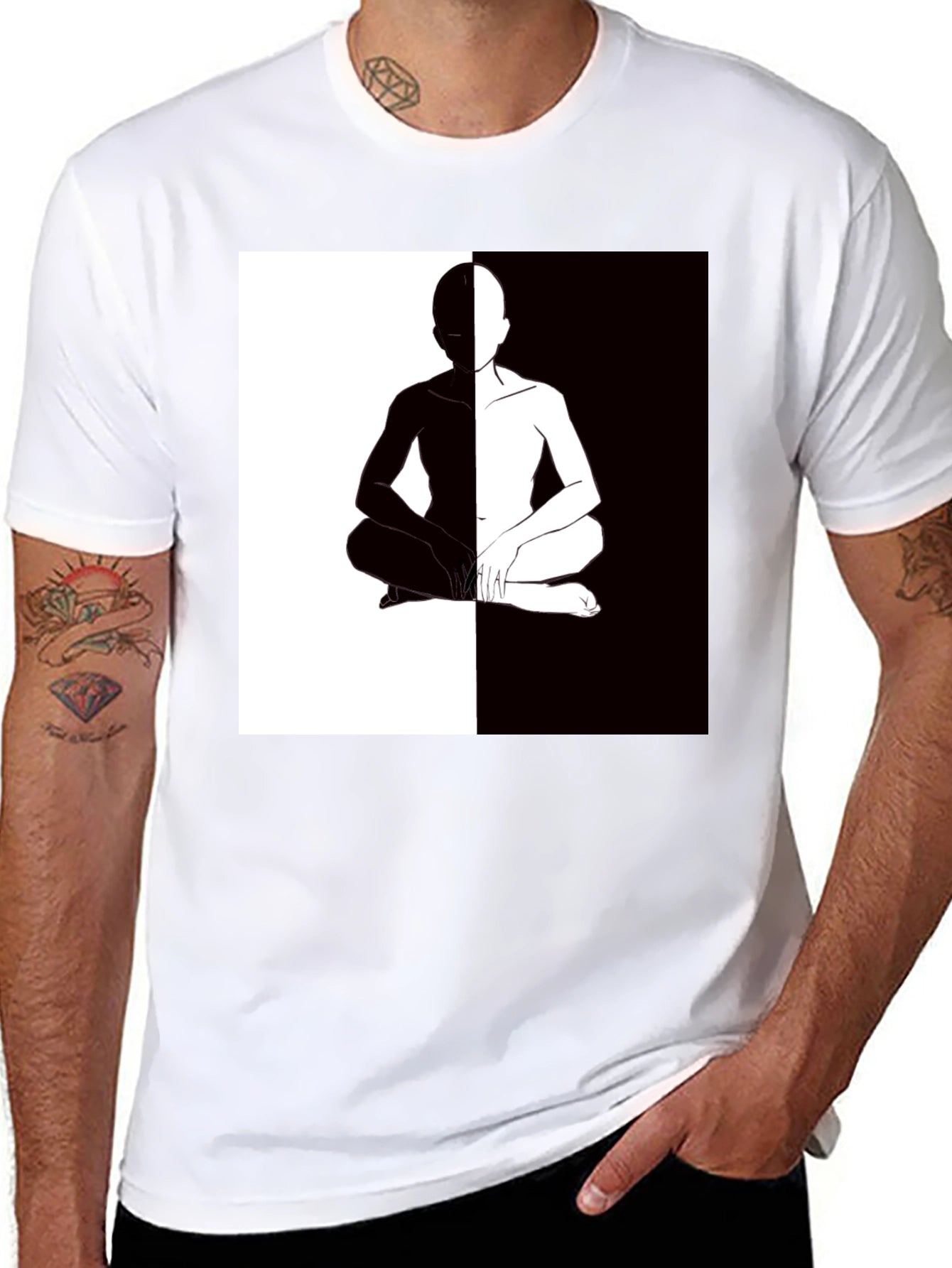 Yin Yang Silhouette Graphic Tee