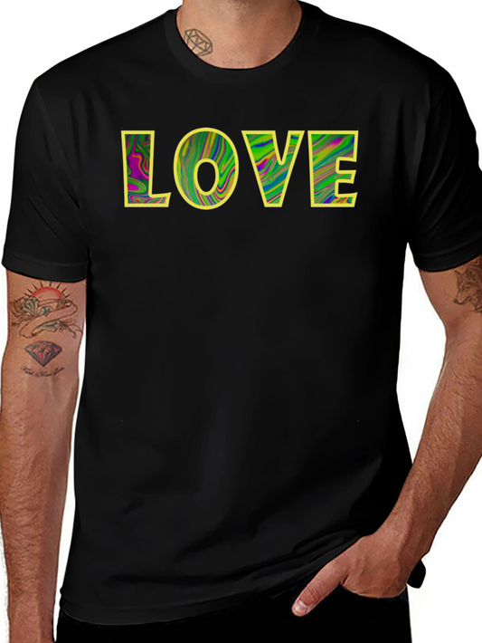 Colorful Love Graphic Black T-Shirt