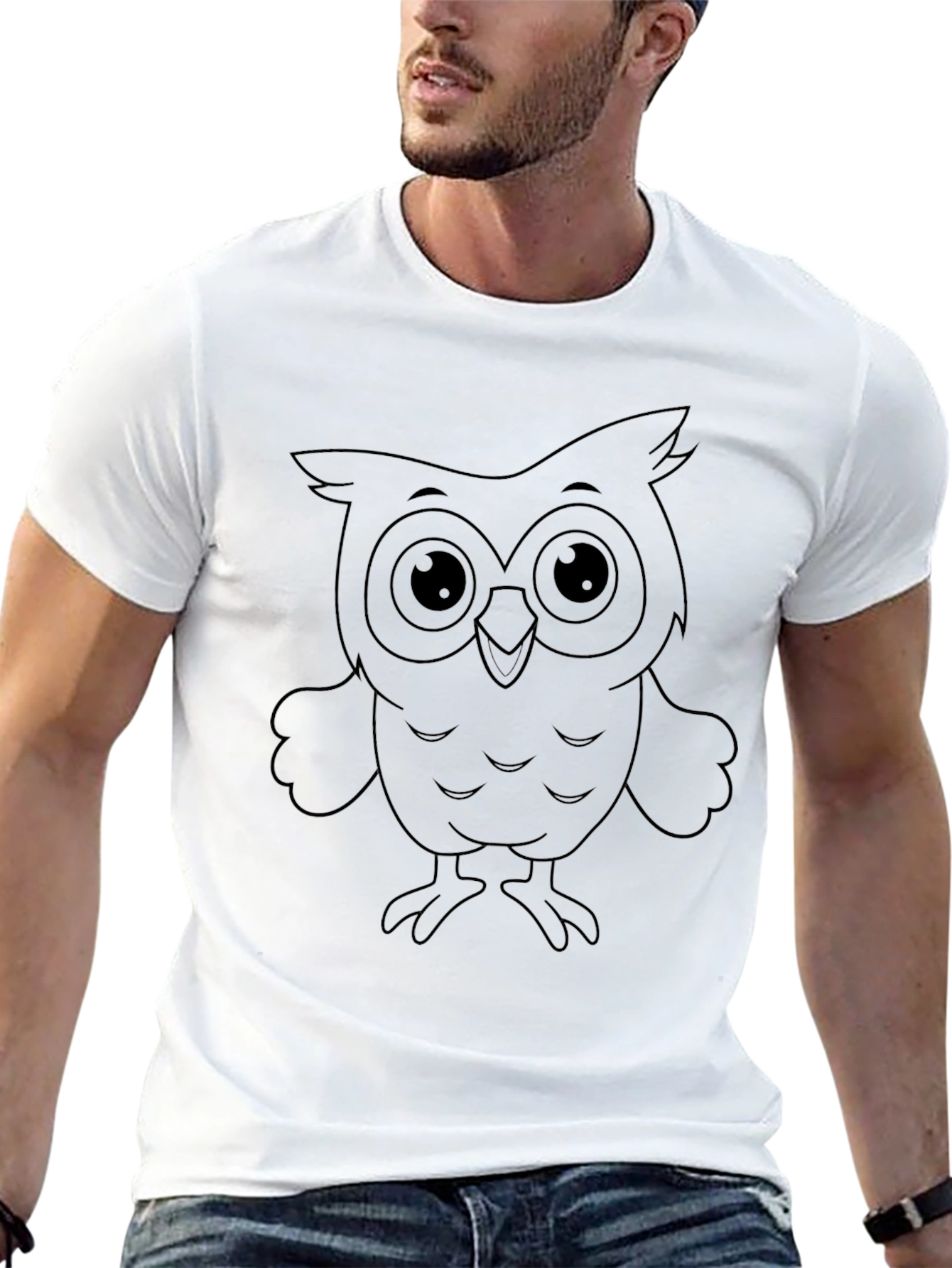 Owl Graphic Black T-Shirt for Men