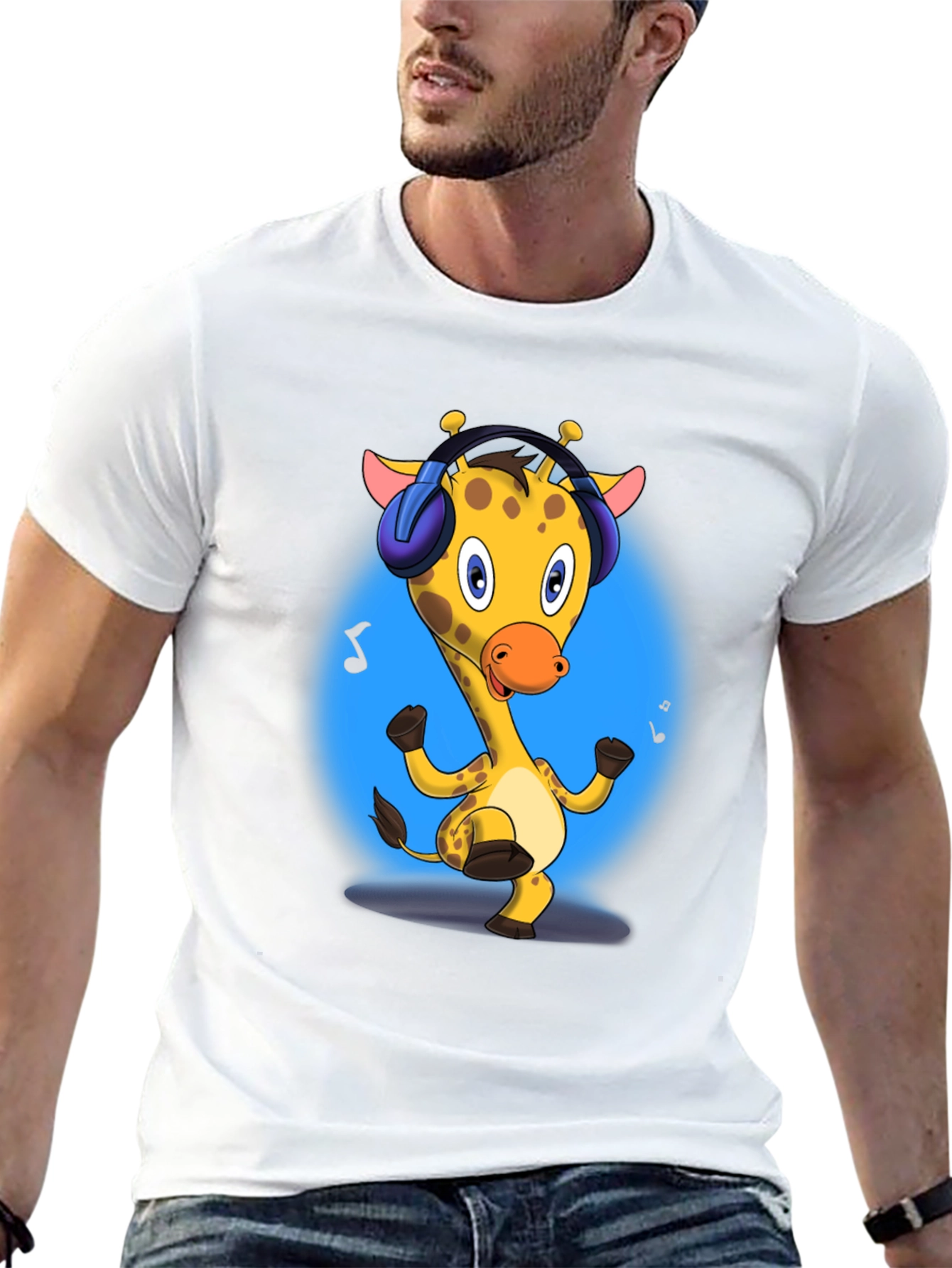Giraffe Headphones Graphic Tee