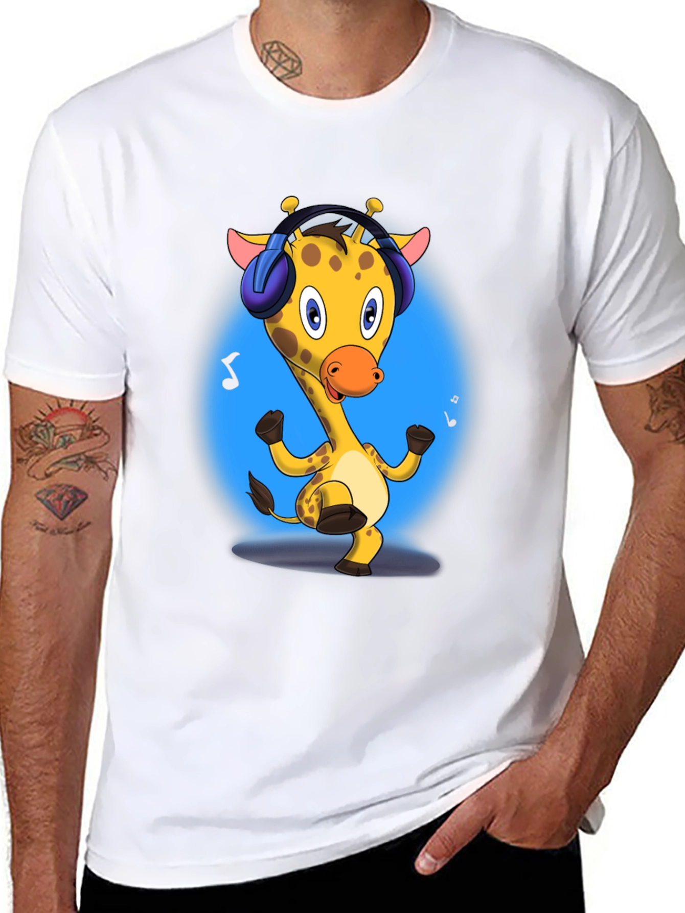 Giraffe Headphones Graphic Tee