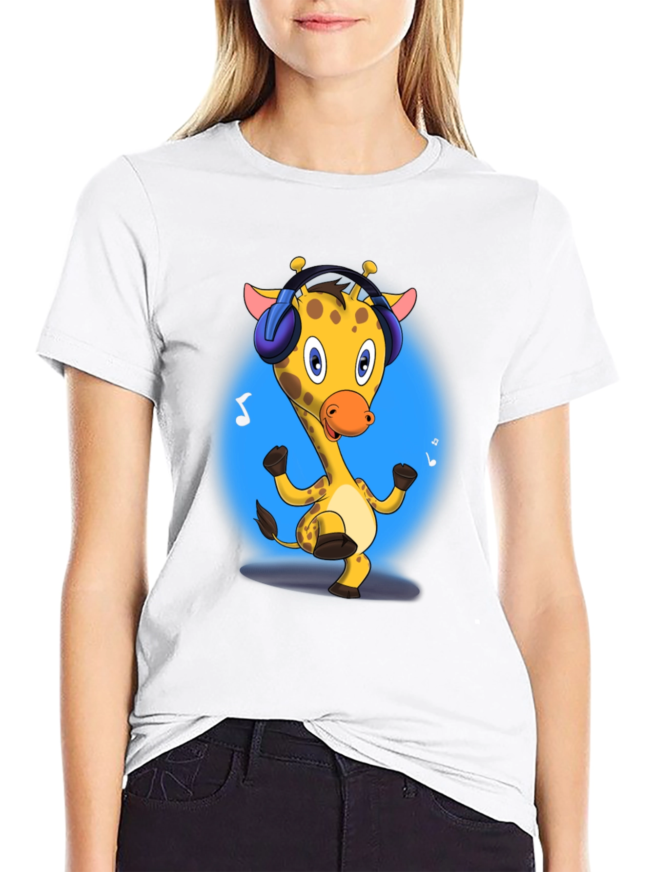 Giraffe Headphones Graphic Tee