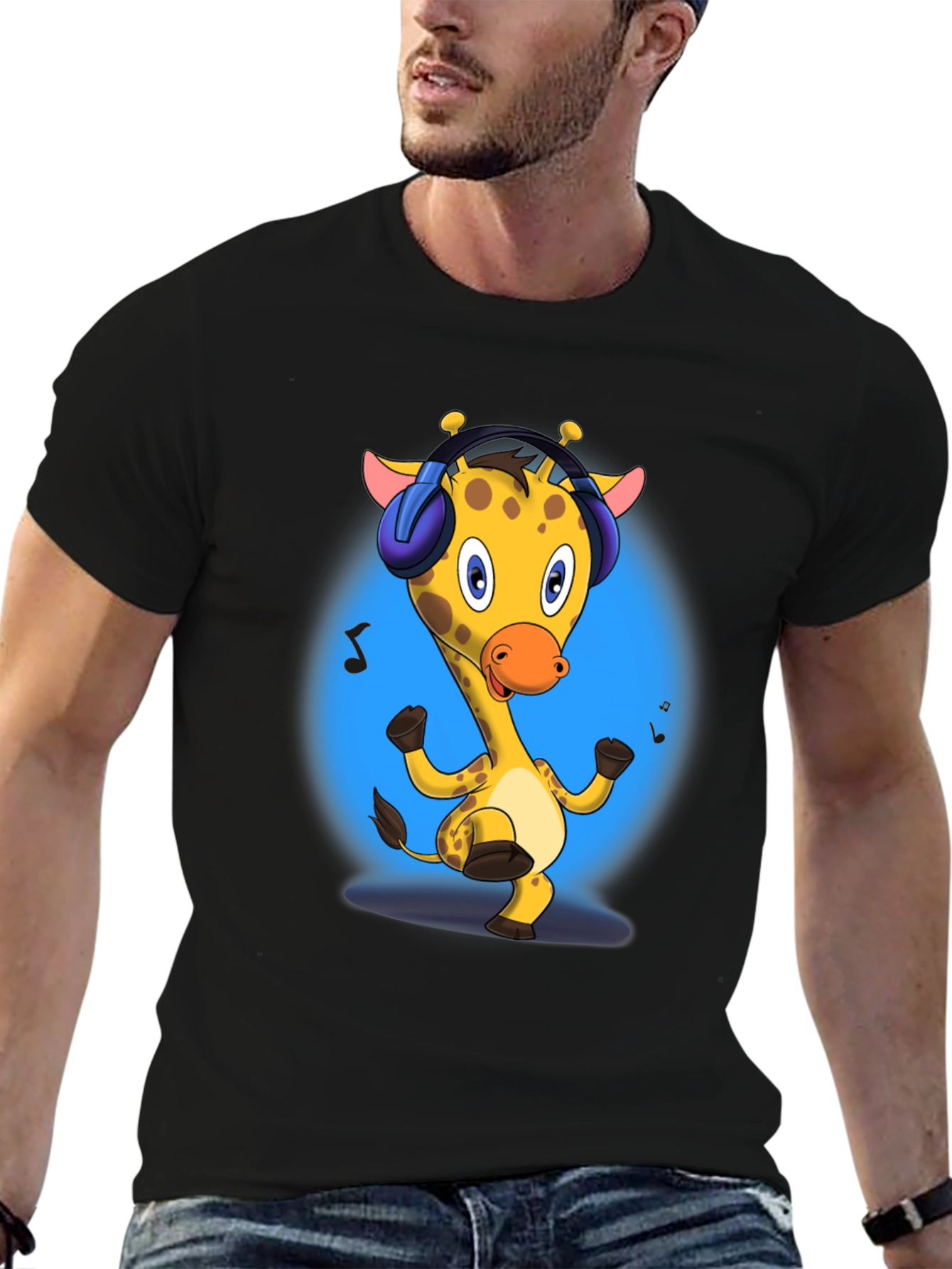 Giraffe Headphones Graphic Tee