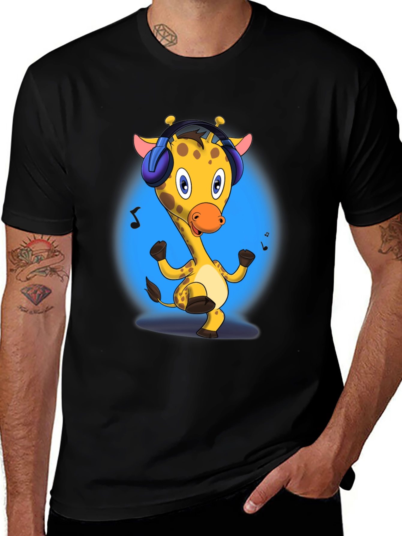 Giraffe Headphones Graphic Tee