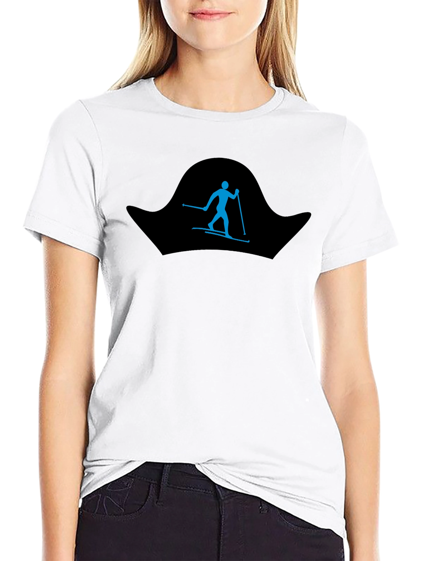 Skiing Silhouette T-Shirt - Black Graphic Tee