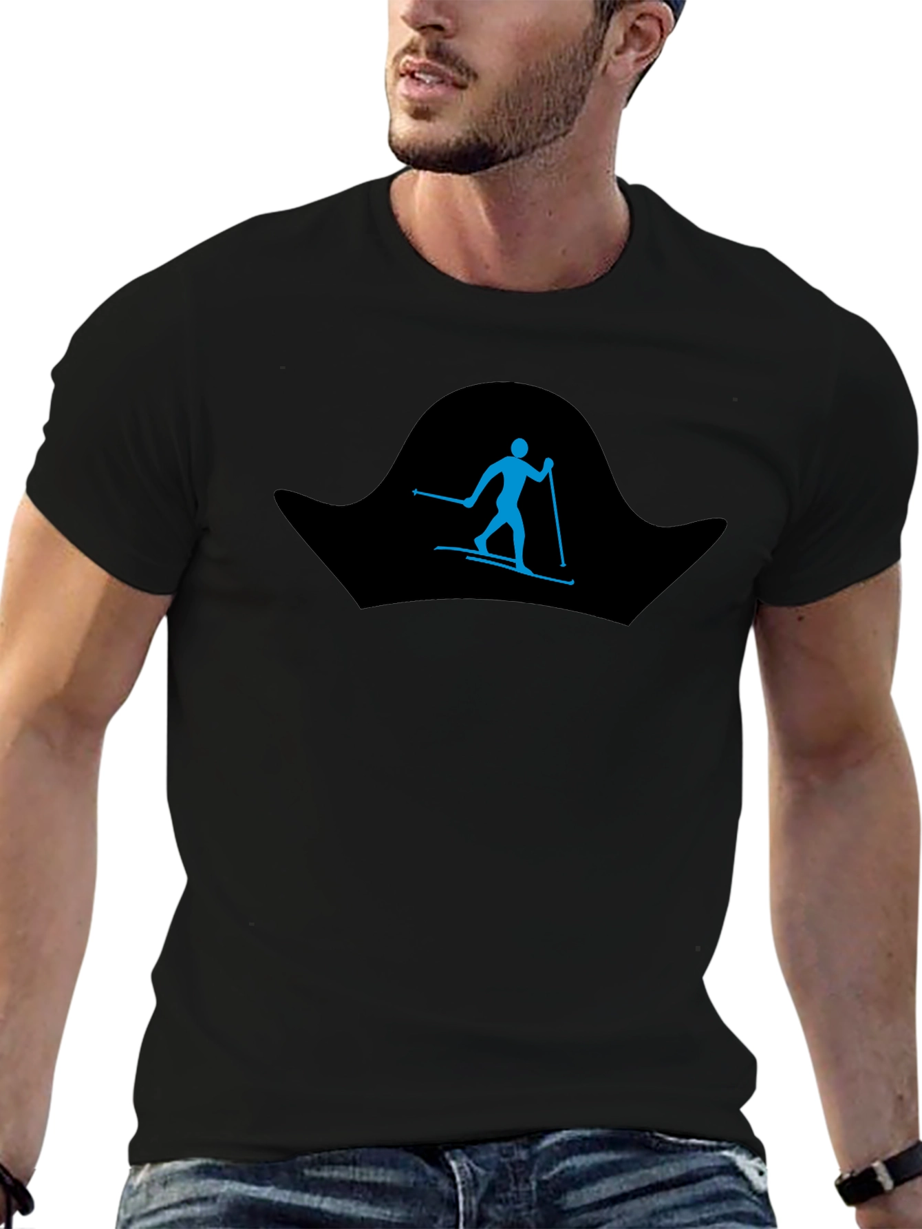 Skiing Silhouette T-Shirt - Black Graphic Tee