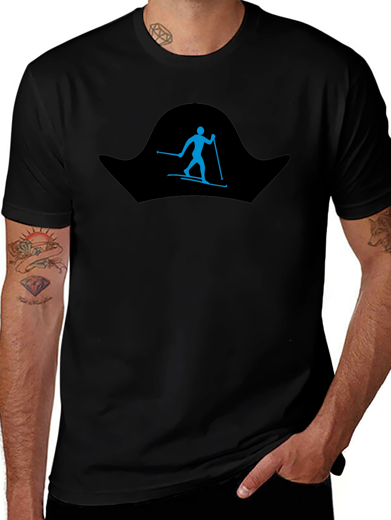 Skiing Silhouette T-Shirt - Black Graphic Tee