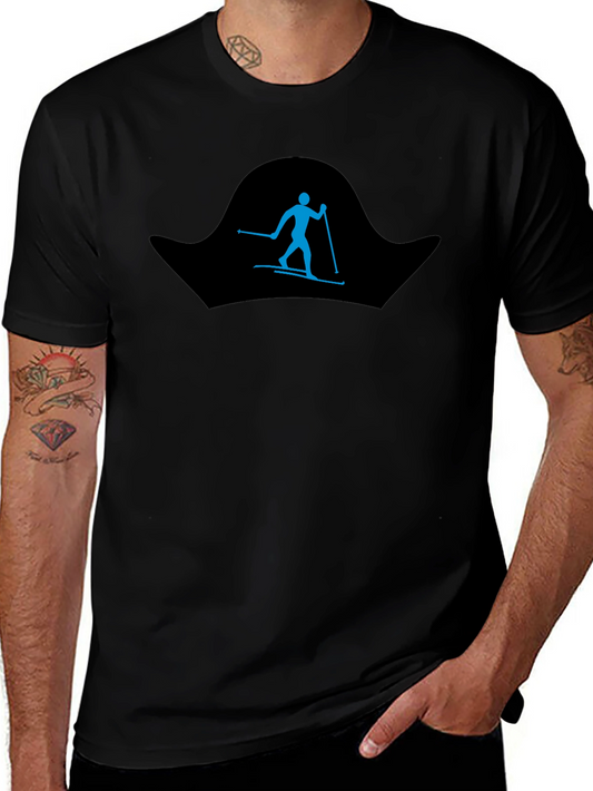 Skiing Silhouette T-Shirt - Black Graphic Tee