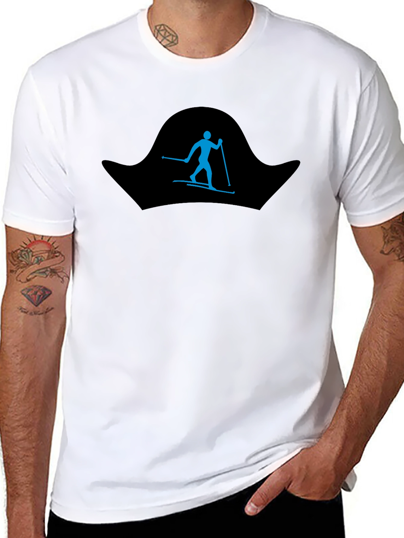 Skiing Silhouette T-Shirt - Black Graphic Tee