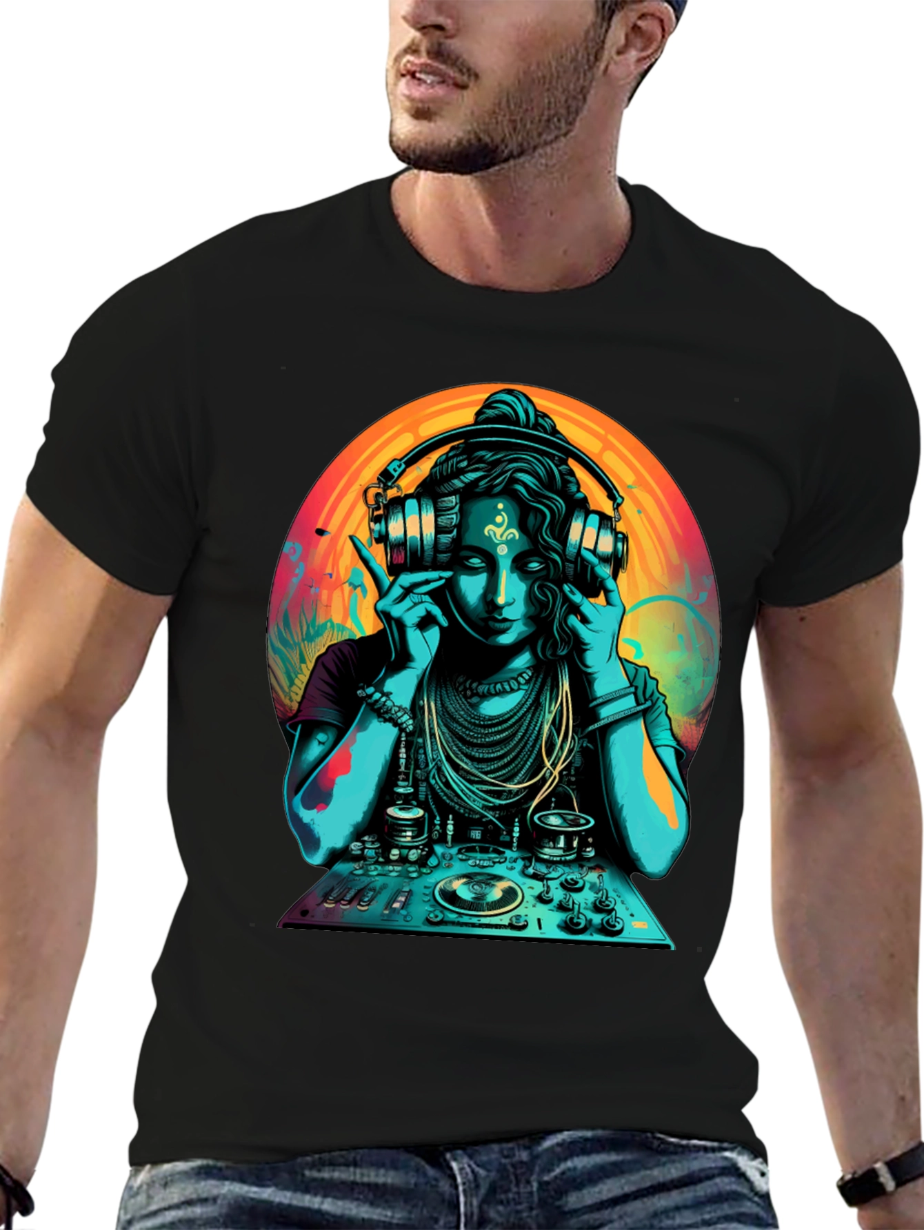 DJ Shiva T-Shirt - Black Cotton Graphic Tee