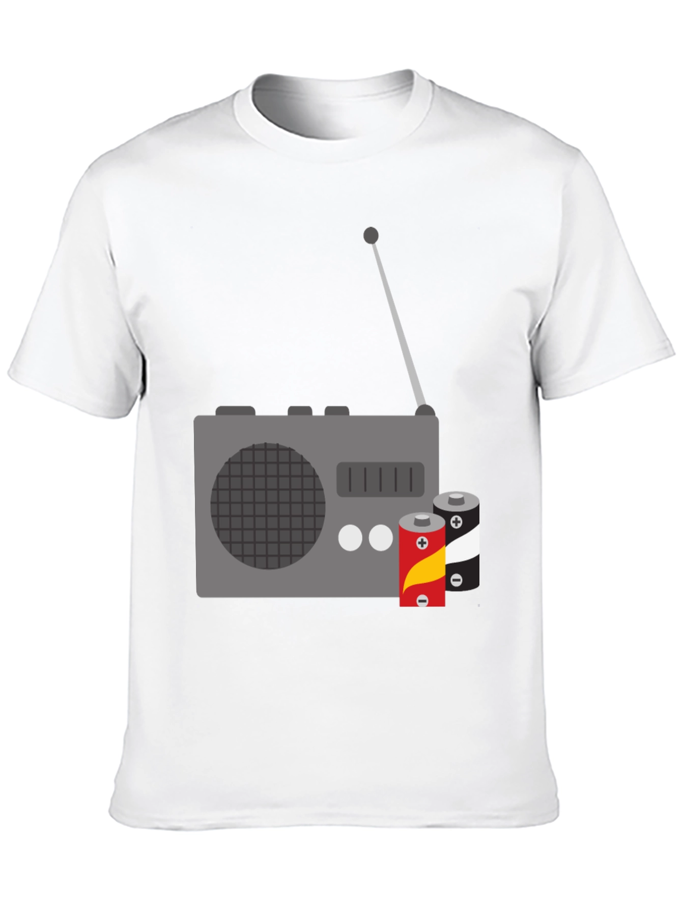 Retro Radio & Batteries Graphic Tee - Classic Style