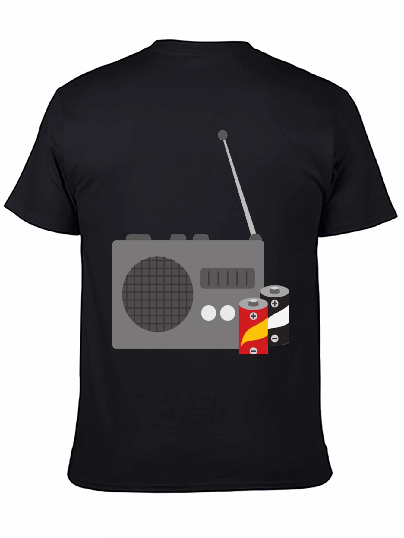 Retro Radio & Batteries Graphic Tee - Classic Style