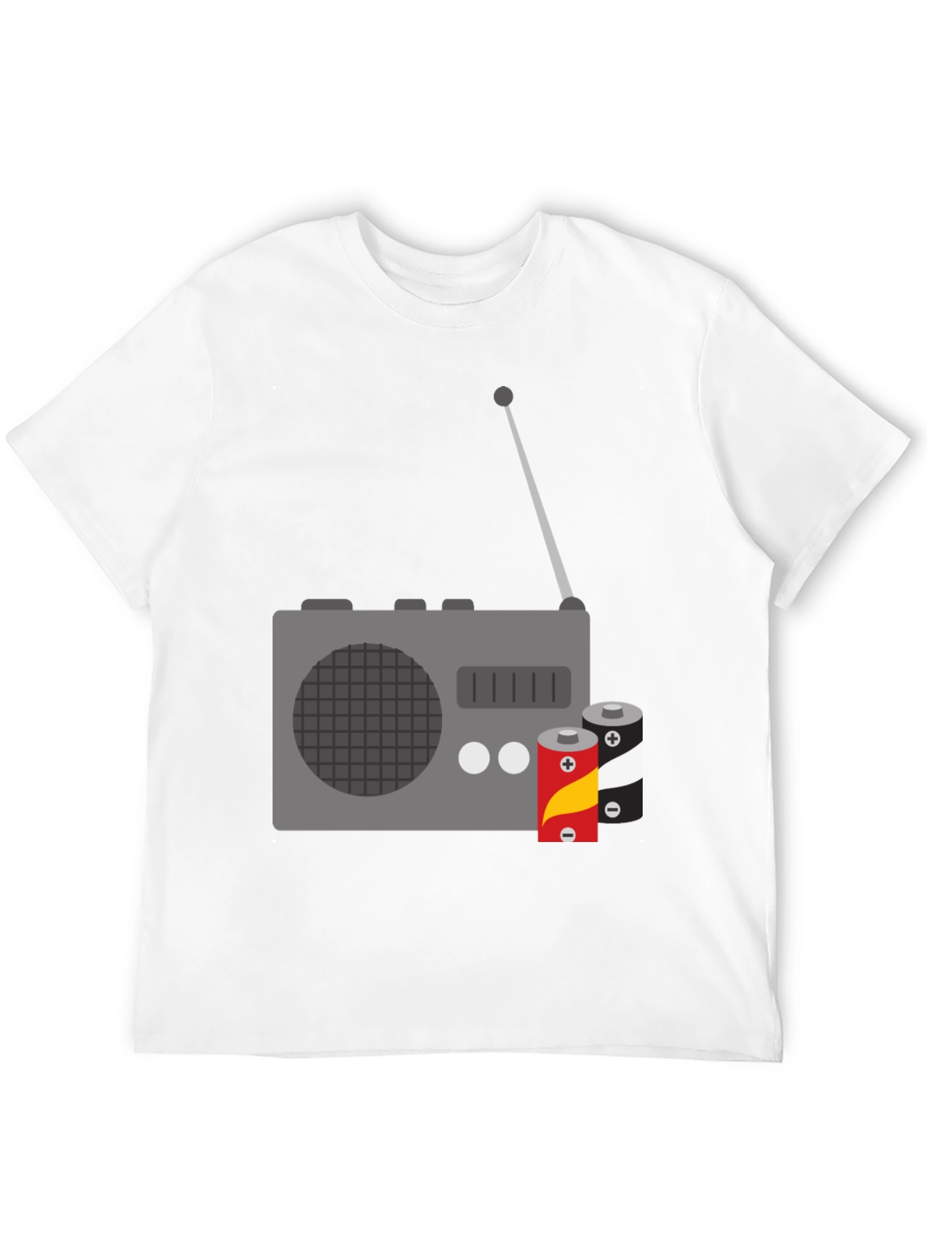 Retro Radio & Batteries Graphic Tee - Classic Style