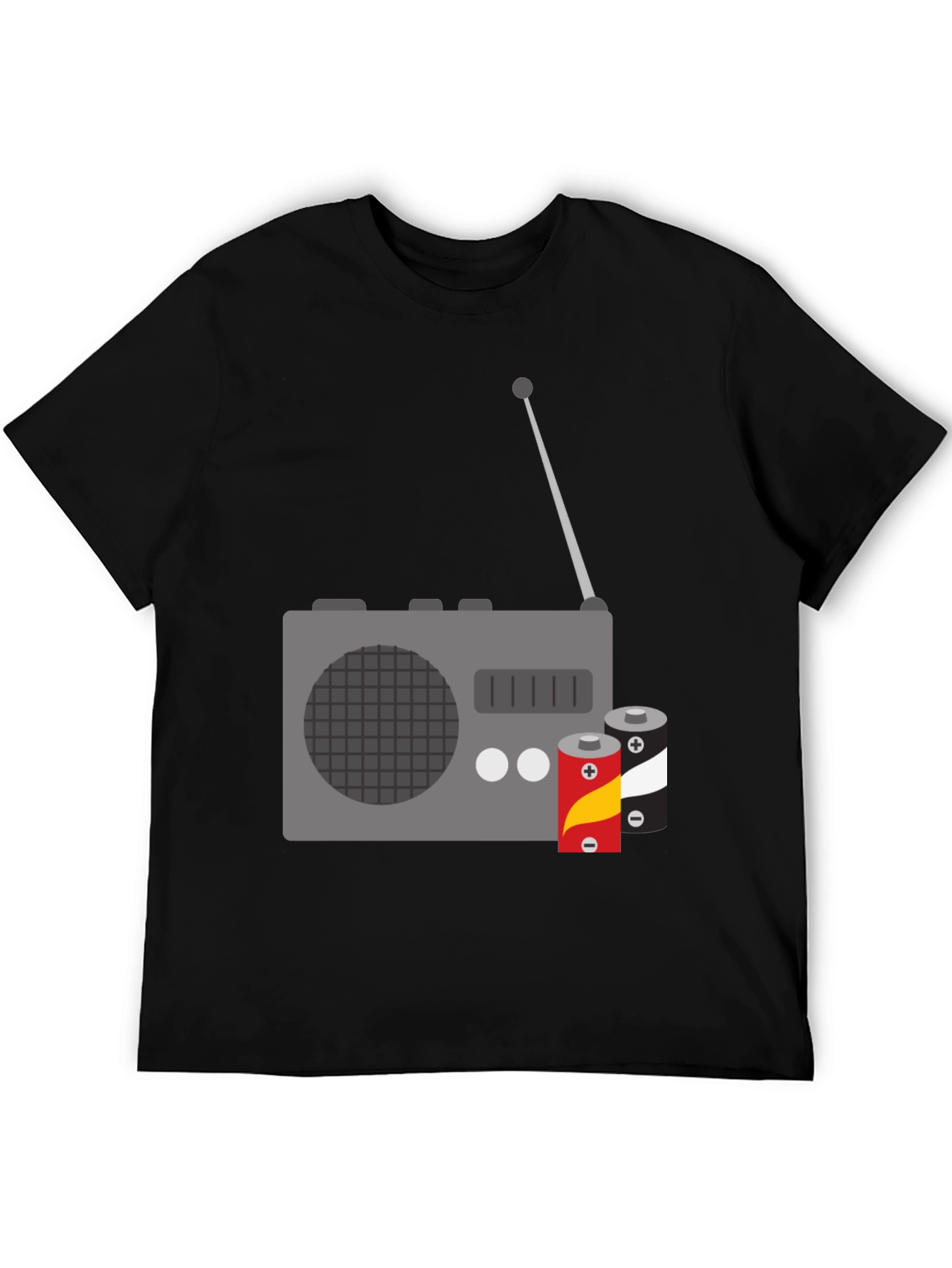Retro Radio & Batteries Graphic Tee - Classic Style