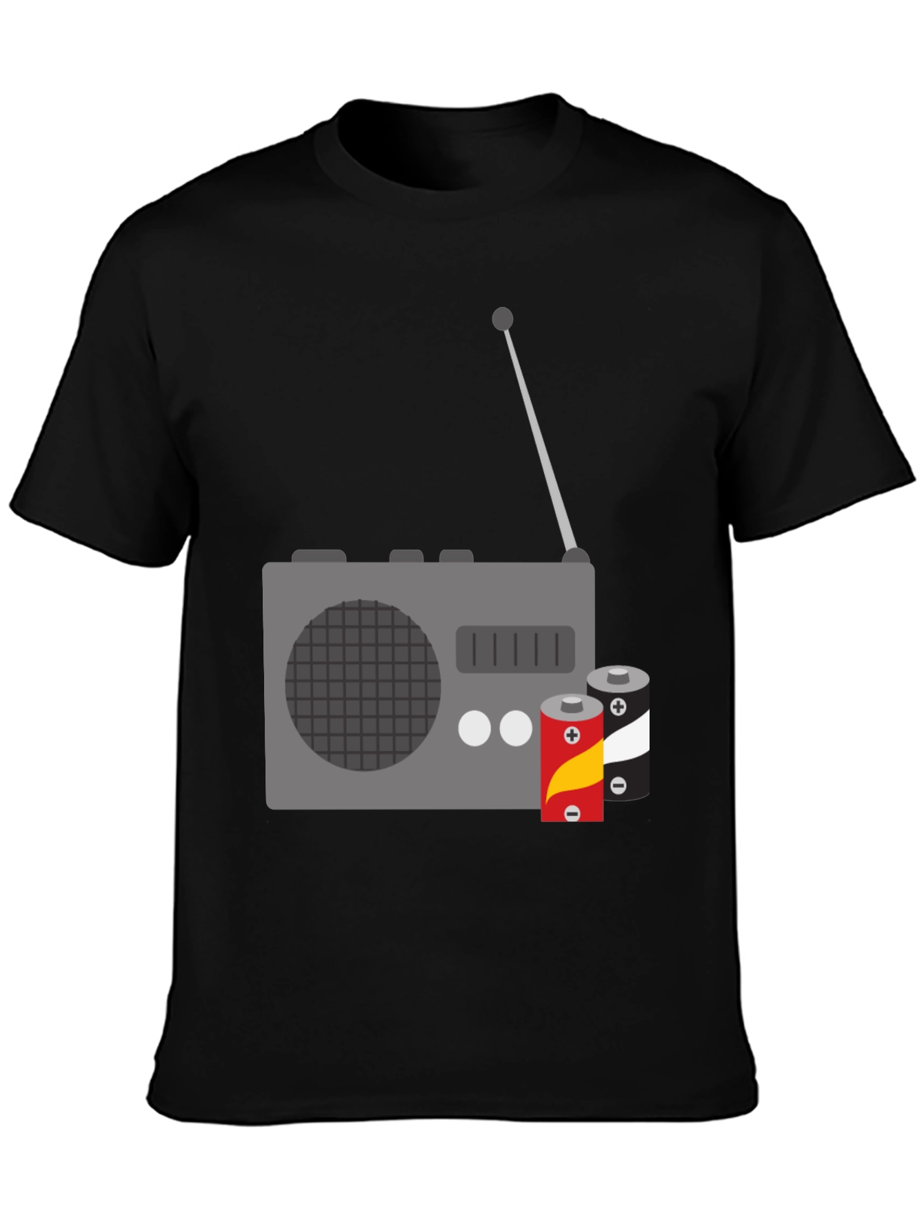 Retro Radio & Batteries Graphic Tee - Classic Style