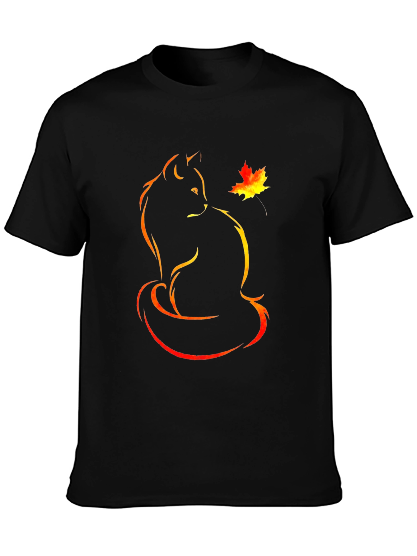 Autumn Cat T-Shirt - Black