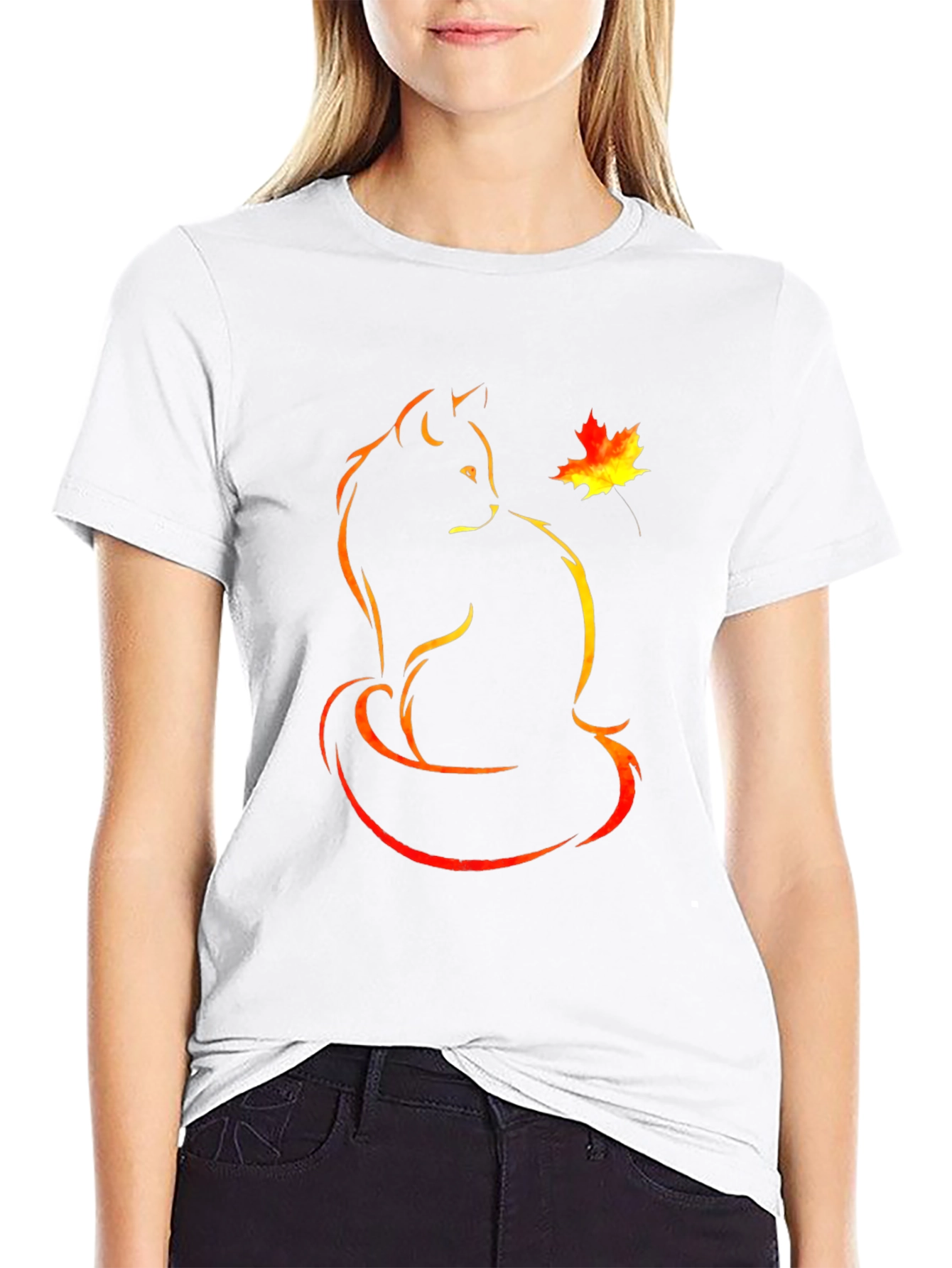 Autumn Cat T-Shirt - Black