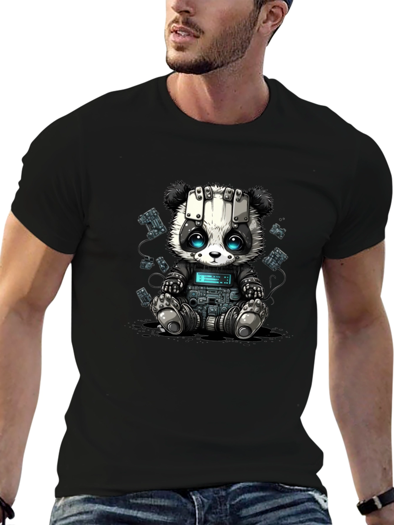 Cyber Panda T-Shirt - Unique Graphic Tee