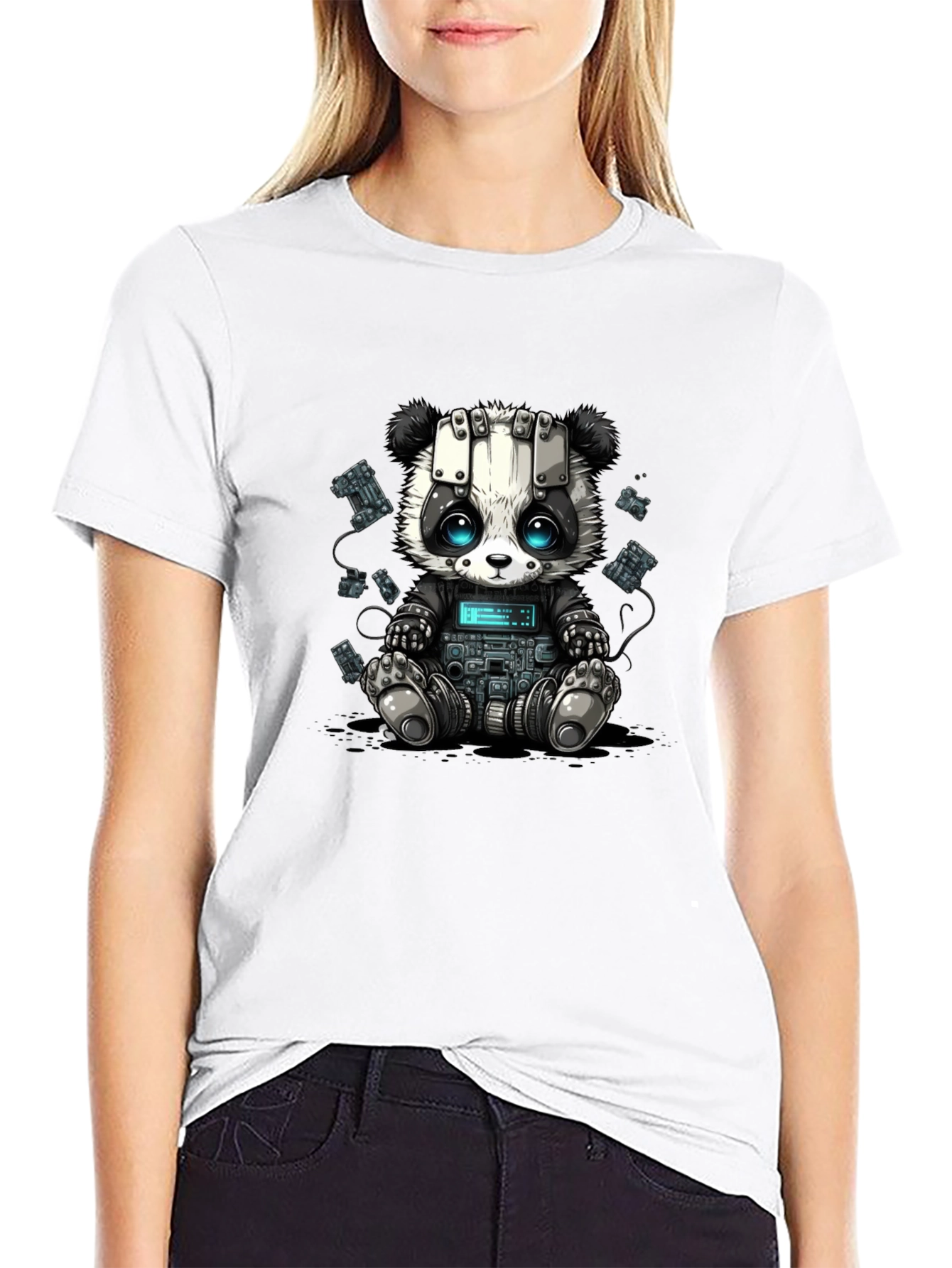 Cyber Panda T-Shirt - Unique Graphic Tee