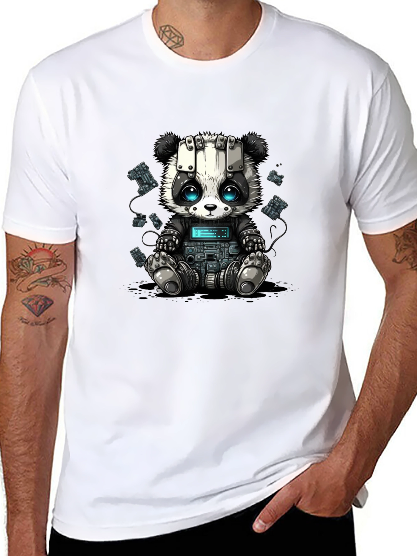 Cyber Panda T-Shirt - Unique Graphic Tee
