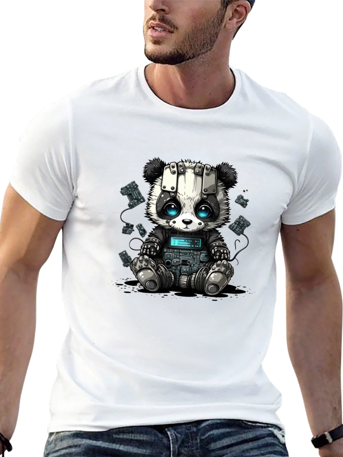 Cyber Panda T-Shirt - Unique Graphic Tee