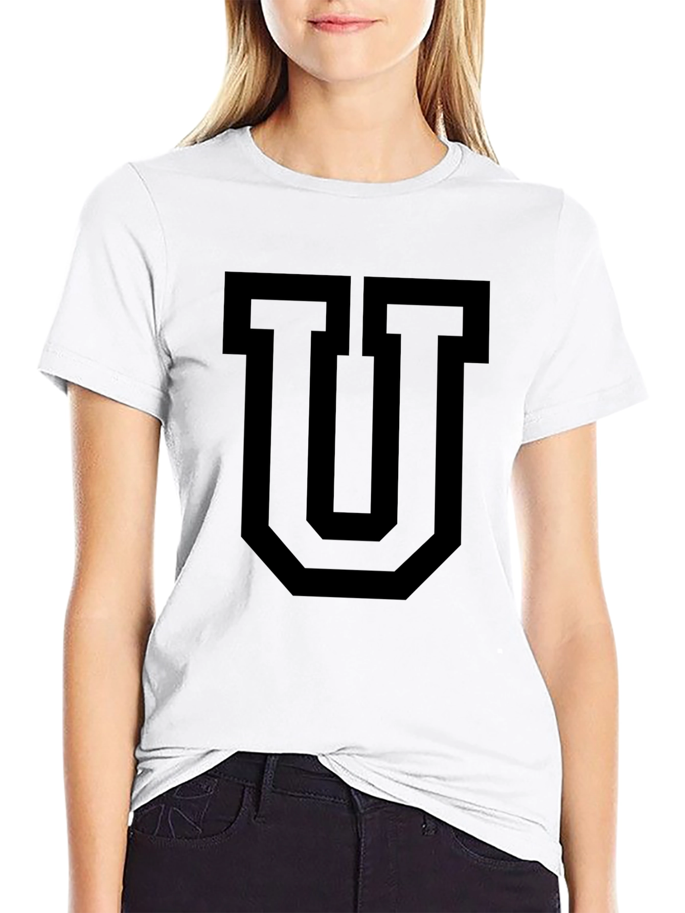 Black T-Shirt with Bold Letter U